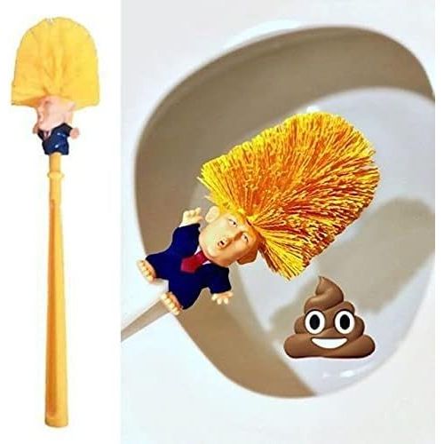 Brosse WC Donald Trump Les brosses rendent Votre Toilette Encore Plus Belle Cadeau de bâillon drôle Humour Politique Nouveauté drôle Brosse de Toilette Brosse Gag Blague(size2 sans Support)