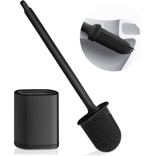 Brosse de Toilette SiliconeBrosse de Toilette Silicone et SupportTête de Brosse WC Flexible TPRAnti-goutte Brosse WCBrosse de Toilette Murale et au SolWC Ensemble Brosse de Toilette