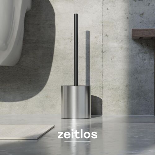 Balayette WC Silicone - Brosse Toilettes WC avec Support Acier INOX et Couvercle Anti-Éclaboussures - Design Élégant et Pratique (Argent)