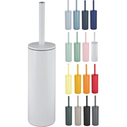 Brosse WC avec Support AcierModèle Akiratête Interchangeable et d'un Pot en Acier Solideavec Récipient hygiéniqueBrosse Toilette ferméeà PoserNoir Mat40 x 9.5 x 9.5 cm
