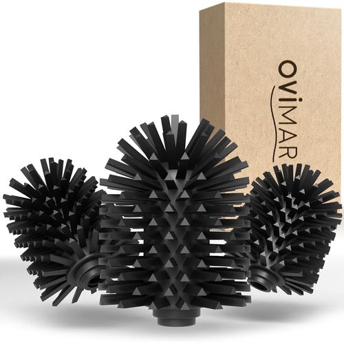 Vejro Tête de brosse de rechange pour brosse WC | Lot de 3 pratiques | Noir | Tête de brosse de rechange en silicone | Pour brosse WC avec tête de brosse interchangeable