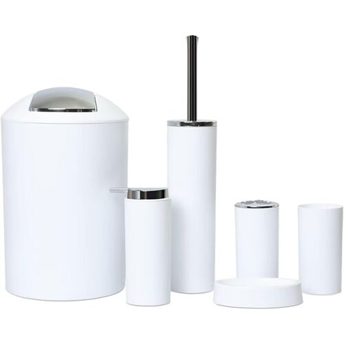 Jeu de 6 accessoires de salle de bain Dont distributeur de savon,de WC et porte-Rosa Design 2
