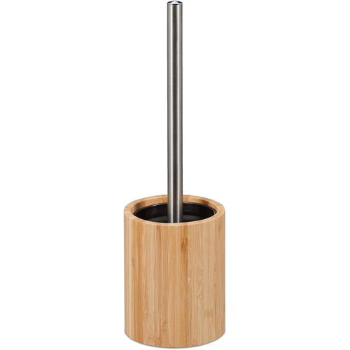 WC Silicone,antibactérien,hygiénique,balayette Toilette avec tête Changeable,Bambou,Nature/argenté