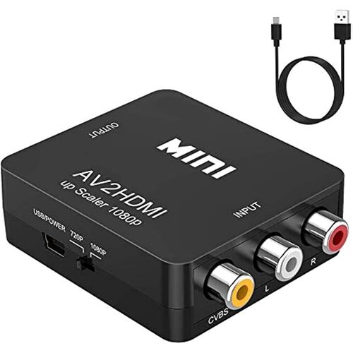 MEVRONISSHOP-Convertisseur Vidéo RCA vers HDMI, AV vers HDMI, 1080P, Compatible PAL/NTSC, avec Câble USB pour PC Portable, Xbox, PS4, PS3, TV, STB, VHS, VCR