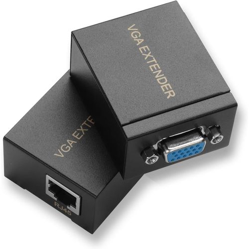 Câble convertisseur VGA sur Ethernet,VGA femelle vers RJ45 Cat5e/Cat6 Ethernet Convertisseur Répéteur Adaptateur VGA sur Cat6 Cat5e jusqu'à 60 m (1 émetteur + 1 récepteur)