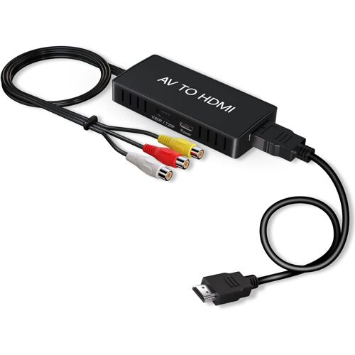 MEVRONISSHOP-RCA vers HDMI, Adaptateur AV vers HDMI 1080P, Adaptateur Composite pour PC/TV/WII/PS1-3, Prise en Charge PAL/NTSC & Lecteurs DVD/VHS/VCR/Blu-Ray - Compatible Windows/Mac