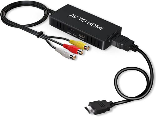 VornixorSarlshop-RCA vers HDMI, Adaptateur AV vers HDMI 1080P, Adaptateur Composite pour PC/TV/WII/PS1-3, Prise en Charge PAL/NTSC & Lecteurs DVD/VHS/VCR/Blu-Ray - Compatible Windows/Mac