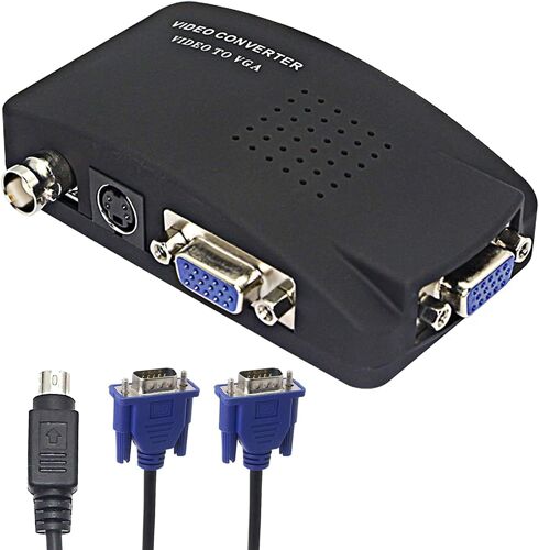 Convertisseur Bnc À Vga, Entrée S-Video Bnc À Sortie Vga Adaptateur Pour Caméra De Surveillance Vidéo Pc Moniteur Ordinateur Portable Dvr Tv