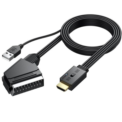 VornixorSarlshop-Scart vers Hdmi Convertisseur Péritel vers HDMI avec câble HDMI,Supporte la Commutation 4:3 et 16:9 pour Full HD TV 720P/1080P pour Les Lecteurs DVD, VHS, VCR¿Mâle