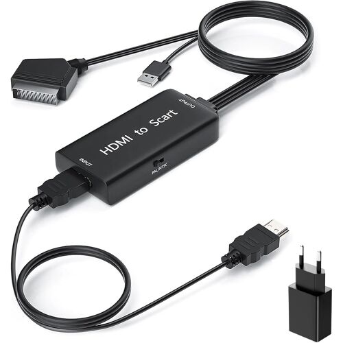 VornixorSarlshop-Adaptateur HDMI Peritel avec Câbles HDMi, Convertisseur HDMI vers Péritel Full HD 1080p Convertisseur Audio Vidéo Supporte NTSC/PAL pour TV STB VHS Box PS3 Sky DVD Blu-Ray