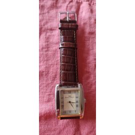 Montre Femme Yonger Et Bresson Cadran Rectangulaire, Bracelet En Cuir Façon Croco