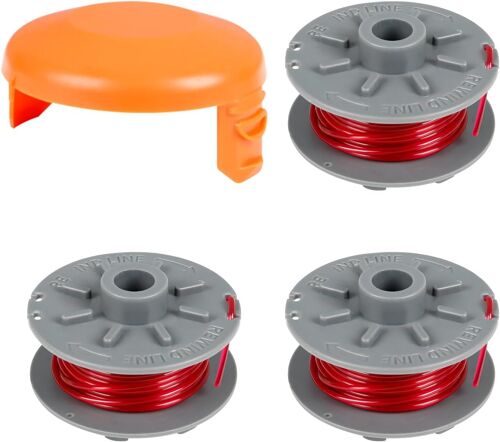 MEVRONISSHOP-Gardena 5364-20 Bobine de rechange 1,6 mm pour coupe-bordures Turbo SmallCut 2401 - Bobine de coupe de 6,1 m de long avec couvercle de bobine 5328-20 (3 bobines + 1 couvercle)