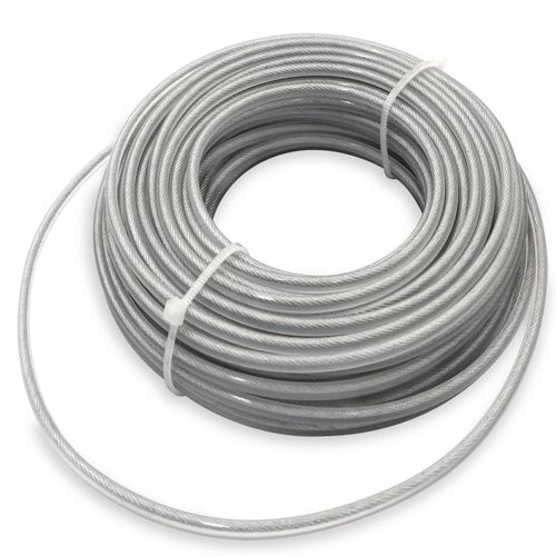 Strimmer Wire Cutter Line Grass Cutting Line Round Steel Core Heavy Duty Reel 0.095 Inch 2.4mm x 15m Universal Weed Wire Rope with Nylon Cover