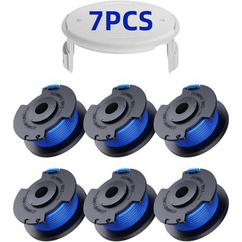 Pack of 7 Replacement Spools for Ryobi One + AC14RL3A 18 V 24 V 40 V Edging Cutter,Spool Diameter 1.6 mm,Length 20 m (6 Spool of Wire Cutting Edging,1 Lid)