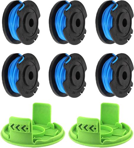 Bobine de fil pour débroussailleuse - Greenworks 29252/29092 - 1,65 mm de diamètre - 4,9 m de long(6 bobines + 2 capuchons)
