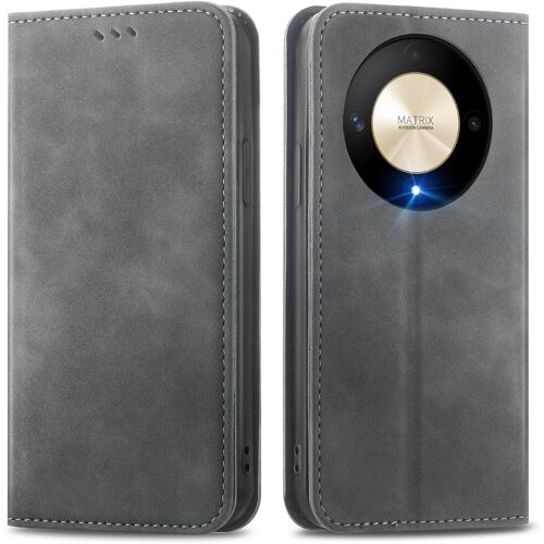 KAL-Coque Pour Honor Magic6 Lite 5G (Magic 6 Lite) / X9B, Étui Portefeuille Folio En Cuir Pu [Fermeture Magnétique], Coque À Intérieure En Tpu, Support Pour Cartes Housse. Gris
