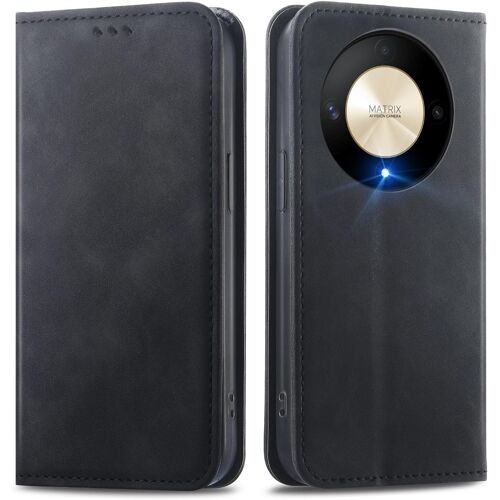 KAL-Coque Pour Honor Magic6 Lite 5G (Magic 6 Lite) / X9B, Étui Portefeuille Folio En Cuir Pu [Fermeture Magnétique], Coque À Intérieure En Tpu, Support Pour Cartes Housse. Noir