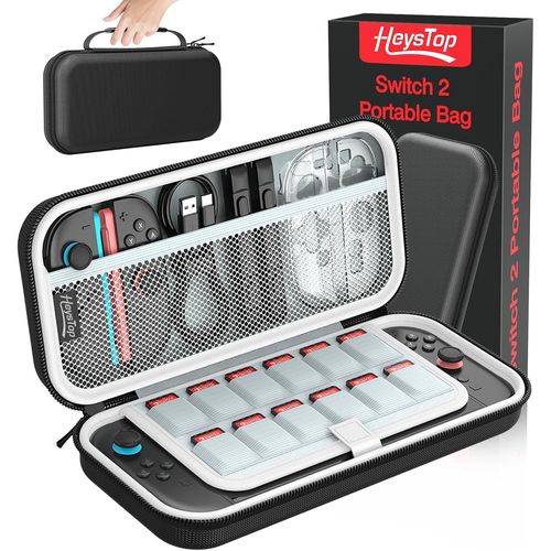 HEYSTOP Housse de Protection pour Console Nintendo Switch 2, Étui de Transport Protecteur Grande Capacité avec 12 Emplacements pour Cartes de Jeu Accessoires pour Nintendo Switch 2 Dernier Modèle 2025