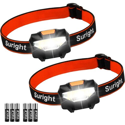 Jexnovashop-Torche Frontale(2 Pcs), Lampe Frontale Puissante Led 140 Lm, 3 Modes D¿Eclairage, Réglable, Poids Léger Pour Course Camping Cyclisme Éclairage Extérieur Cadeau Pour Enfants, 6 Piles Aaa I