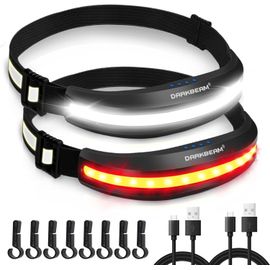 Lampe Frontale Led Cob, Usb - C Rechargeable Lampe Torche Légère À Étanche Phare 230° À Lumière Rouge, Lampe De Travail Pour Casque - Entretien, Camping, Exécuter, Pêche, Avec Clip, Lot De 2
