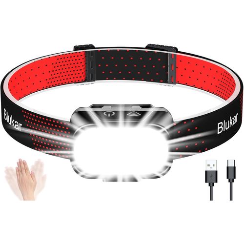 Lampe Frontale Rechargeable, 2000lm Torche Frontale Ultra Puissante, 10 Modes D'éclairage & Luminosité Ajustable Avec Détection De Mouvement, Léger & Ipx5 Étanche Pour Pêche, Camping, Cyclisme