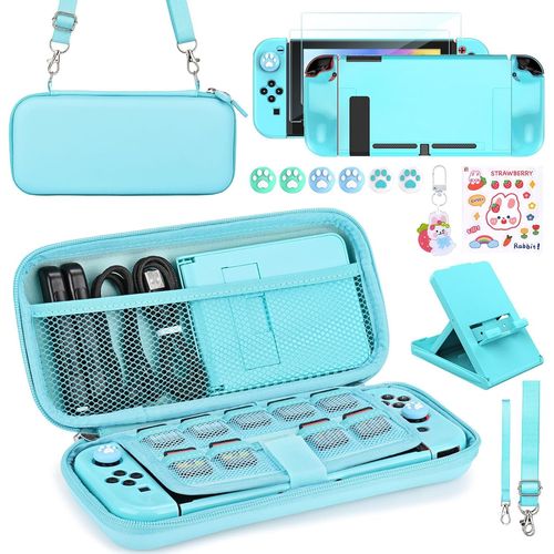 Hljhj-Pack D'accessoires Switch, Kit D'accessoires 17 En 1 Pour Filles Comprenant Un Etui De Transport Pour Switch, Un Support Réglable, Un Etui De Protection Pour Console Switch Et J-Con