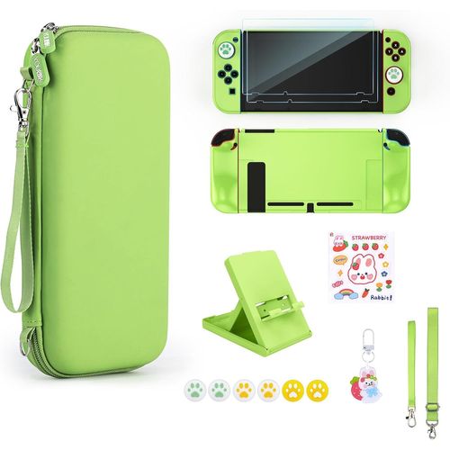 Hljhj-Pack D'accessoires Switch, Kit D'accessoires 17 En 1 Pour Filles Comprenant Un Etui De Transport Pour Switch, Un Support Réglable, Un Etui De Protection Pour Console Switch Et J-Con
