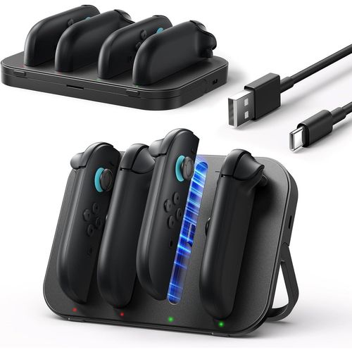 Gjfty-Chargeur Compatible Avec Nintendo Switch 2 Joy Con, Station De Charge Magnétique 4-En-1 Avec Support Réglable Et Indicateur Led, Chargeur De Manettes Joycon Switch 2 Avec Câble Usb C