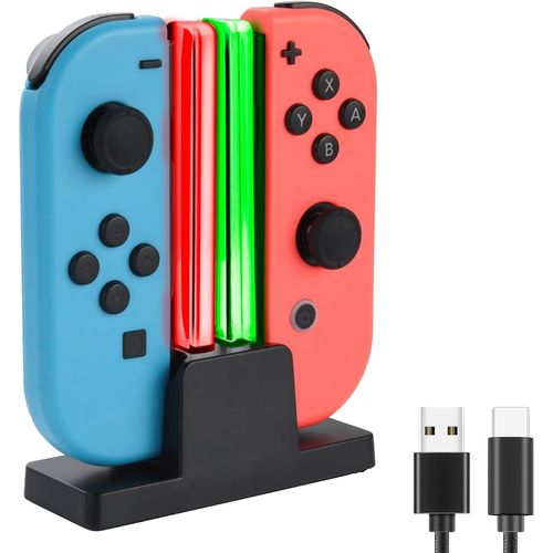 Controller Charger Compatible with Nintendo Switch&Switch OLED for JoyCon Portable JoyCon Support Switch Controller with LED Indicator Charging Station for Controllers with 3.3ft USB C Cable