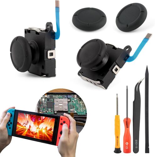 2 Pièces Pour Switch Joysticks Analogique 3d Pour Nintendo Switch Lite Joysticks De Rechange Pour Switch Oled Joystick Pour Joycon Thumbstick Manette Accessoires Avec Outils Réparation(Noir)