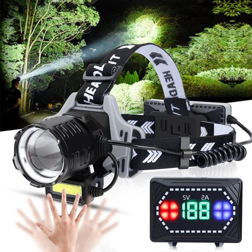 Lampe Frontale Led Rechargeable,6000 Lumens,Super Lumineuse Avec Détecteur De Mouvement,8 Modes,Réglable À 135°,Lampe Frontale Étanche Ipx7 Pour Camping,Course,Escalade,Randonnée