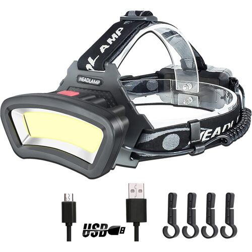 Jexnovashop-Lampe Frontale Led Cob, Usb Rechargeable Étanche Phare 2000 Lumens, Avec Lumière Rouge, Lampe De Travail Pour Casque, Entretien Et Construction De Voiture, Durée Fonctionnement 7-14 Heure