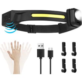 Lampe Frontale Rechargeable, Led Ultra Puissante Éclairage 230° Frontale Rechargeable Usb Capteur De Mouvement, Étanche Ipx4 Poids 0.2lb Léger, Pour Pêche, Camping, Cyclisme, Running