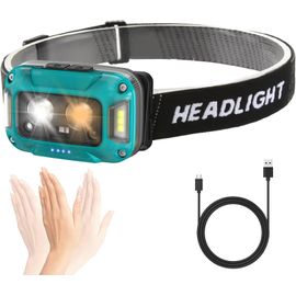 Lampe Frontale Led Rechargeable, Super Lumineuse, 2500 Lumens, Étanche Ip67, Multifonctionnelle, Avec 6 Modes D'éclairage, Capteur Et Lumière Rouge, Super Lumineuse Pour Le Camping, La Pêche,