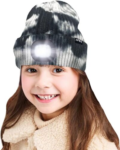Enfants Led Casquette De Bonnet Éclairée, Lampe Frontale Rechargeable Par Usb Chapeaux De Nuit En Tricot D'hiver Plus Chauds Lumière Cadeaux Noël Pour Garçons Filles