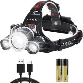 Rj3000 Lampe Frontale Led Rechargeable Lampe Frontale Ultra Lumineux De 5000 Lumens Avec 4 Modes Meilleures Avec Pile Lampe Frontale Led Pour Adultes Enfants Jogging Pêch Casque Cyclisme