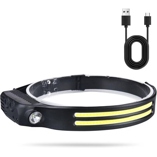 Lampe Frontale Rechargeable, Lampe Frontale Led Rechargeable Usb, Led Ultra Puissante Torche Frontale Avec 8 Modes D¿Éclairage & Détecteur De Mouvement Pour Camping, Pêche, Jogging Et Randonnée