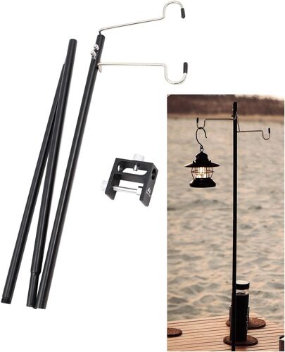 Lampe De Camping Double - Support Universel - 4 Sections - 120 Cm - En Alliage D'aluminium Léger - Pour Randonnée Pique Et Randonnée En Plein Air - Avec Sac De Transport