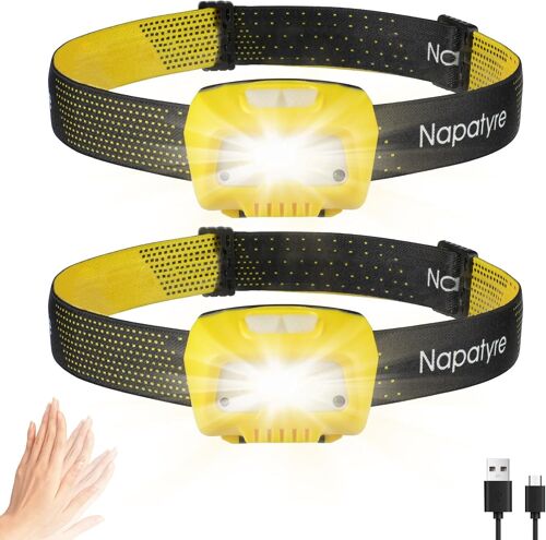 Lampe Frontale Rechargeable, Super Lumineux Torche Frontale Led Puissante Avec Voyant Rouge, 6 Modes D'éclairage & 45° Réglable Pour Course/Camping/Pêche (2 Pièces¿