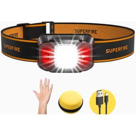 Lampe Frontale Led Ultra Puissante,3000 Lumens 5 Modes D'éclairage Lampe Frontale Led Avec Capteur De Mouvement, Batterie 2800mah Rechargeable Usbfrontale Led Pour Pêche Camping Cyclisme