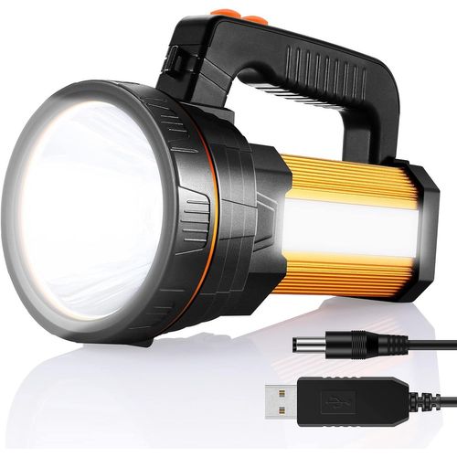 Lampe Torche À Led 7000 Lumens,Lampe Torche À Led,Rechargeable Cree Led Lampe Torche Super Lumineuse Projecteur Ustellar Lanterne De Camping Étanche Projecteur De Recherche (Or)