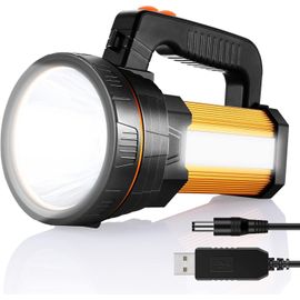 Lampe Torche À Led 7000 Lumens,Lampe Torche À Led,Rechargeable Cree Led Lampe Torche Super Lumineuse Projecteur Ustellar Lanterne De Camping Étanche Projecteur De Recherche (Or)