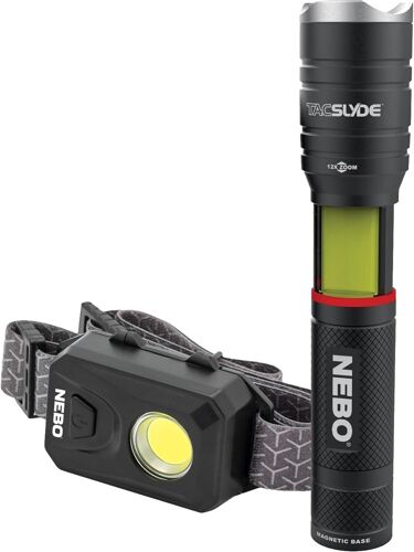 Combo Pack Tac Slyde Torch & 150 Headlamp - Lampe Frontale Et Torche Avec Modes Lanterne - Flash Rouge D'urgence Et Base Magnétique Pour Un Éclairage Mains Libres