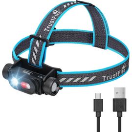 H6r Lampe Frontale ¿ 1350 Lumens, Portée De 152 Mètres, Lampe Torche Led Rechargeable Usb-C Avec 8 Modes, Projecteur, Lumière Rouge Pour La Course, La Pêche, Le Camping