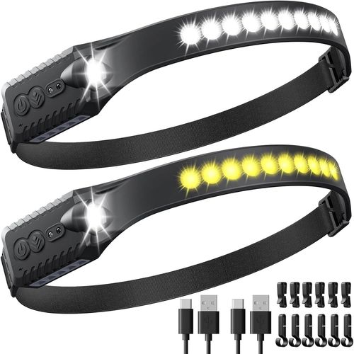 Lampe Frontale, Torche Frontale À Faisceau Large 230° Avec 8 Modes D'éclairage Et Détecteur De Mouvement, Lampe Frontale Étanche Et Rechargeable Pour Adultes Avec Mode Sos Pour Camping, Cycl[Z820]