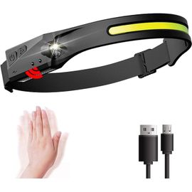 Lampe Frontale, Lampe Frontale Rechargeable Par Usb, Phares À Induction Cob 2 Led À 5 Modes, Lampes De Camping Étanches Pour Adultes, Lampe Frontale Légère Pour La Course, La Pêche, Etc.