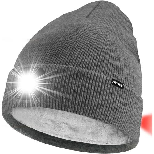 Unisexe 8 Led Bonnet Lampe Frontale,Usb Rechargeable Rouge Feu Arrière Clignotant Chapeau De Course Lumière Chaud Polaire Doublée Tricot Bonnet Cadeaux Pour Hommes Et Femmes