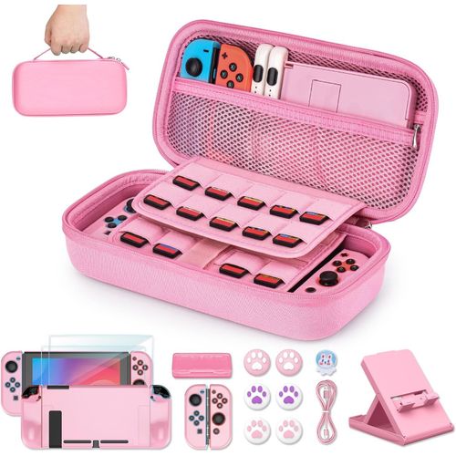 Eryi-Pack D'accessoires Switch, Kit D'accessoires 16 En 1 Comprenant Un Etui De Transport Switch, Etui De Protection Pour Console Et J-Con, Une Protection D¿Ecran, Un Etui De Jeu Switch