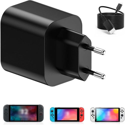 Gjfty-Chargeur Pour Nintendo Switch 2, 60w Type C Charger Rapide Compatible Avec Switch/Rog Ally/Steam Deck,Support Mode Tv Charger Rapide Usb Type C Alimentation 20v/3a