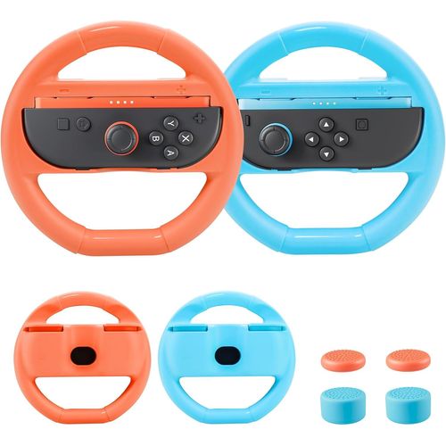 Gjfty-Volant Compatible Avec Console Nintendo Switch 2, Lot De 2 Accessoires De Volant De Course Compatibles Avec Switch 2 (Bleu + Orange)